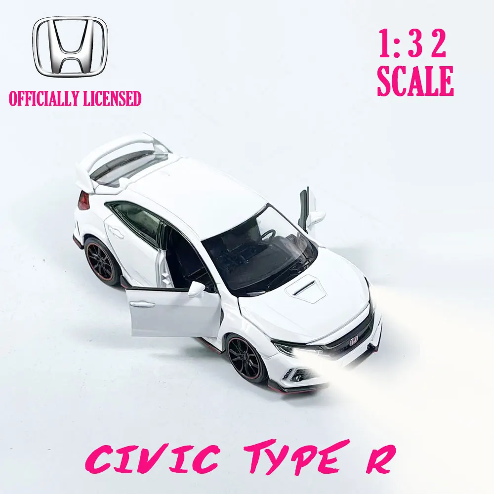 

1:32 Honda Civic type R Diecast Pullback Muscle Car Model Repilca with Light Sound Scale Alloy Miniature Kid Boy Xmas Gift Toy
