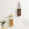 Multi-purpose Stable Wall-mounted Hydroponic Vase Durable Handmade Wood Frame Vase Craft Plant Holder Pendant Artificial Flower 2