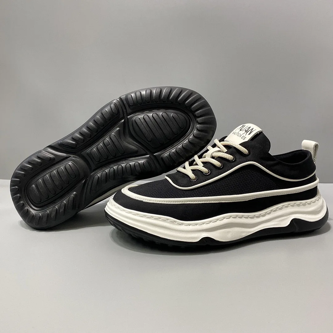 

Spring new breathable mesh cloth light luxury thick sole casual men's shoes fast fashion everything lace-up longevity cargo shoe