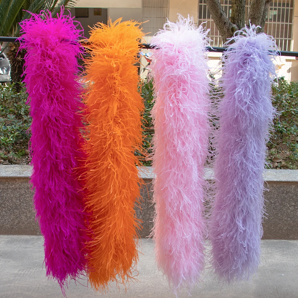 20Ply Fluffy Ostrich feather Boa Trimming Natural Ostrich Feathers boa  Scarf for Carnival Clothing Tops Sewing Accessory Decor