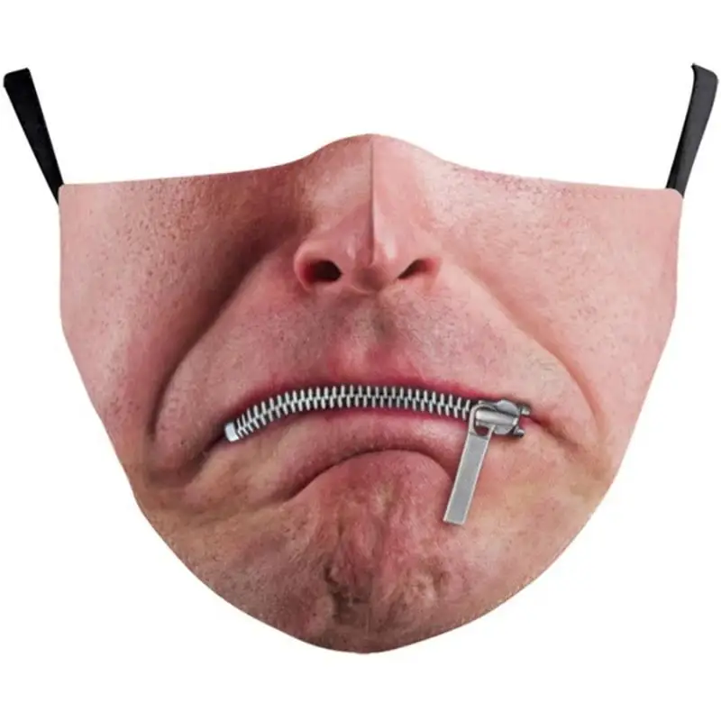 Adults Comical Printed Cotton Blend Face Masks - Fashionable Facial Expressions