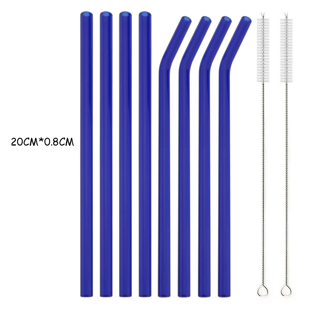 Eco-Friendly Reusable High Borosilicate Glass Straw - Wide 8mm for Cocktails, Smoothies, and Milkshakes