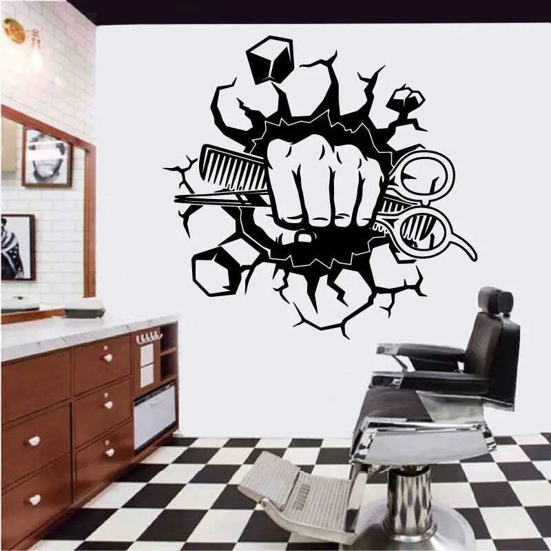 Barber Shop Wall Decals Hair Salon Signboard Door Decorative Vinyl Decals 4