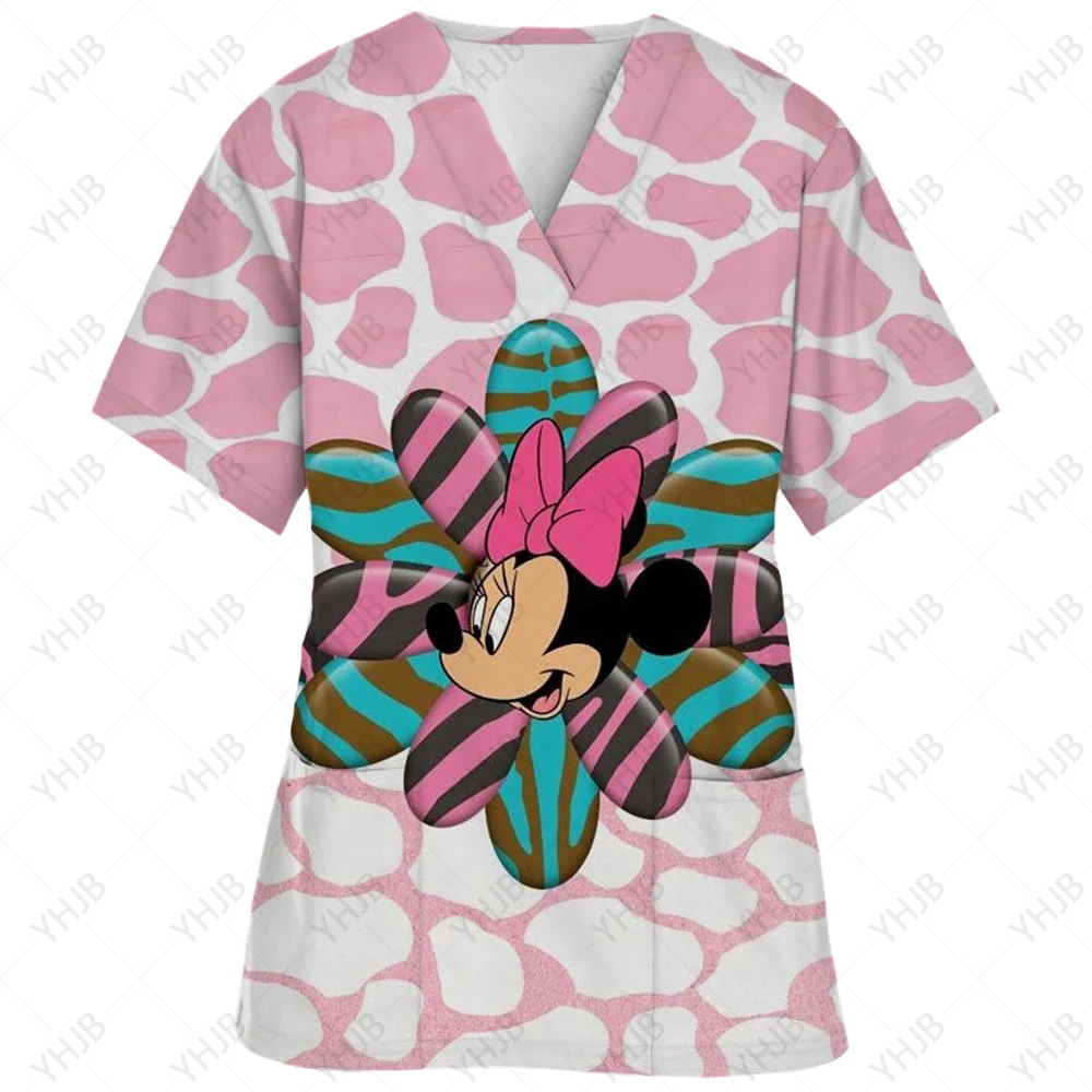 thumbnail image 1 of Ropa de enfermería navideña con estampado de dibujos animados de Minnie y Mickey Mouse, camisetas de mujer, uniforme de trabajo de manga corta para mascotas, camisa de disfraz, 1 of 5
