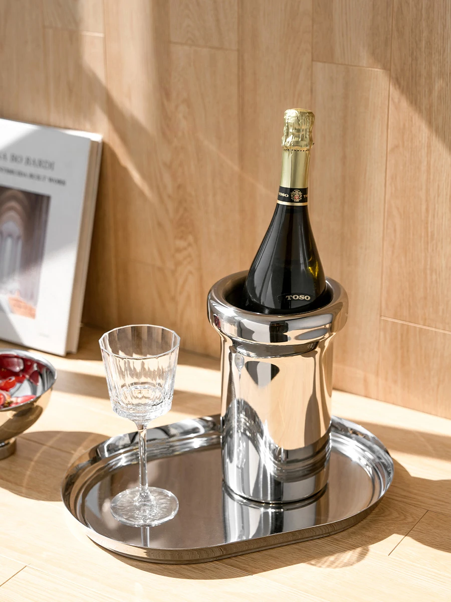 Luxury Designer Ice Bucket, Stainless Steel Champagne Bucket, Double Layer Bar Accessory, Home Decoration, Party, Restaurant