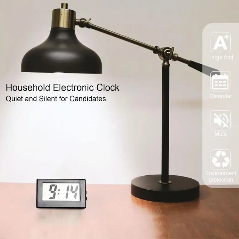 Mini LCD Digital Table Desk Electronic Clock For Home Office Silent Time Display Students Exam Supplies