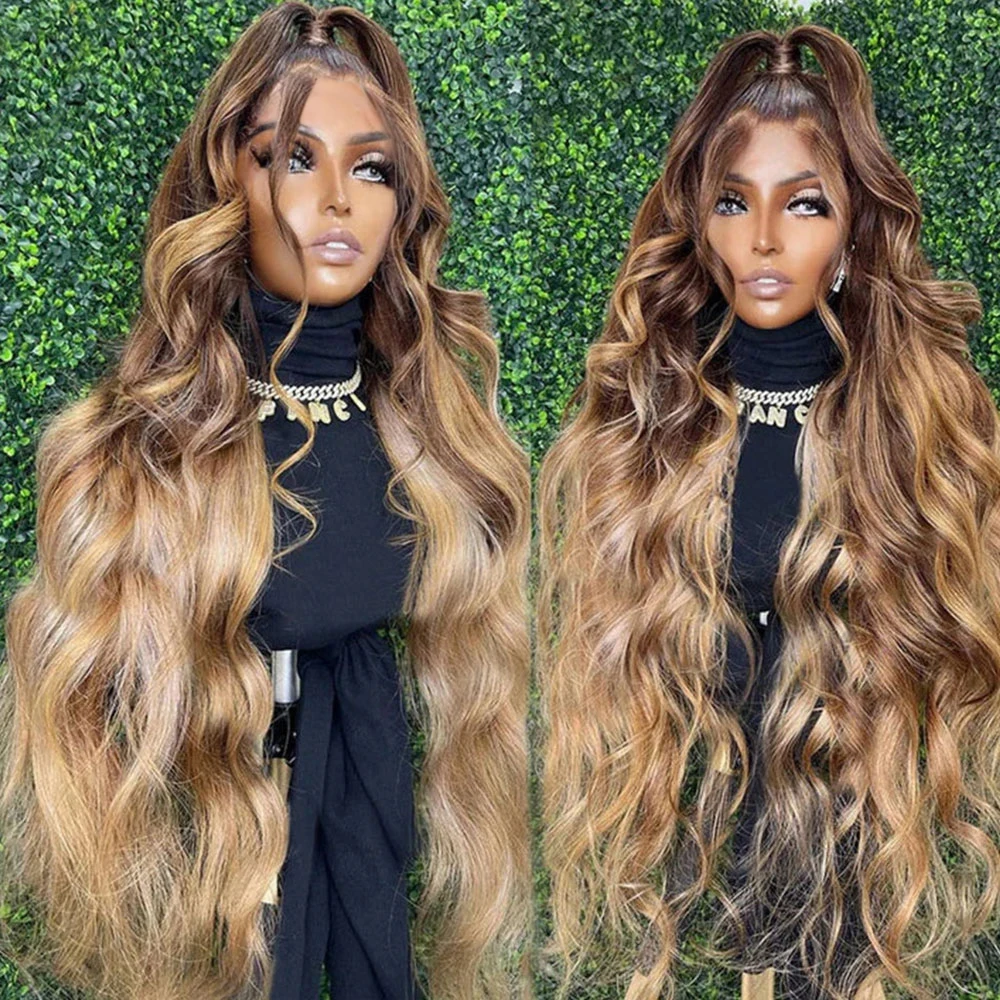 Lace Front Wigs Highlight Wig Brazilian Brown Colored 7x5 13x4 Glueless HD Lace Front Human Hair Wigs For Women Ombre Body Wave