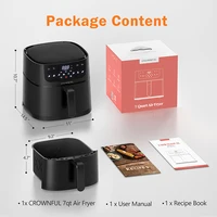 CROWNFUL Air Fryer 7L Touch-screen Display Air Fryer Oven with 8 Cooking Programs Oilless Electric Cooker and Nonstick Basket 6