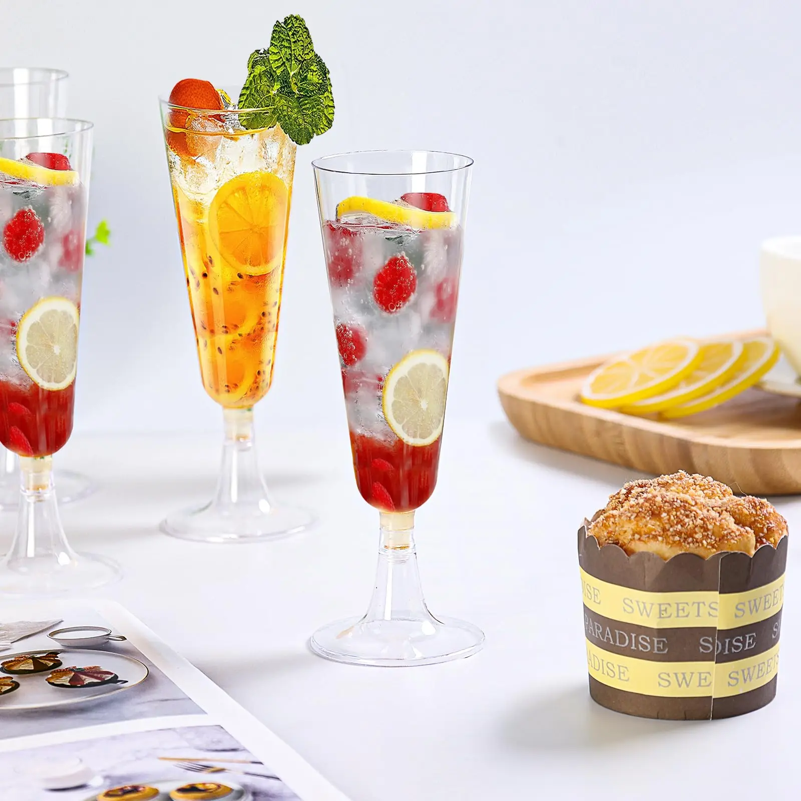 25Pack Plastic Champagne Flutes 5.5 Oz Disposable Champagne Glasses Mimosa Wedding Toasting Glasses Party Cocktail Cups Bulk plastic cups plastic champagne flutes