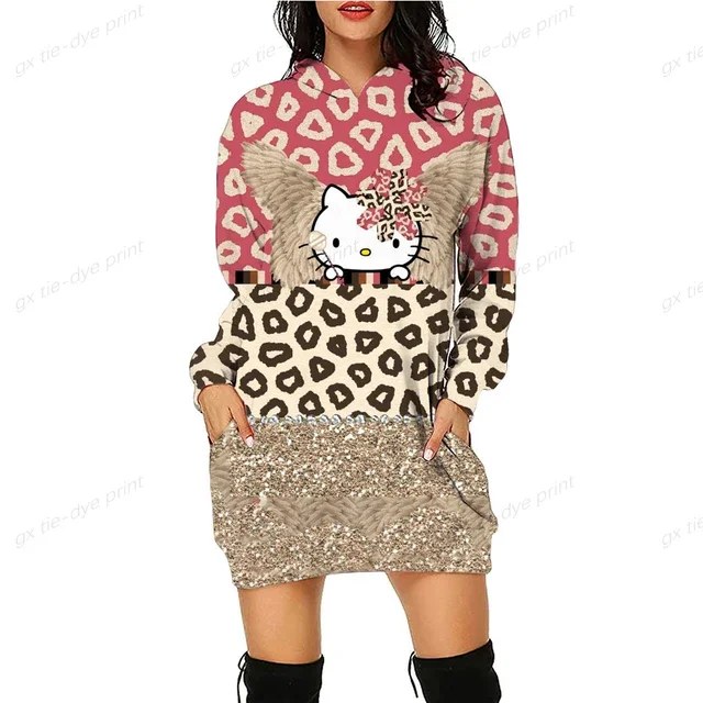 Sudaderas y sudaderas con capucha de HELLO KITTY para mujer Sudaderas con capucha de HELLO KITTY para otoño y primavera Sudaderas con capucha de manga larga de otoño y primavera de Harajuku