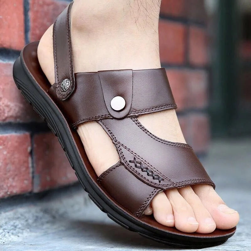 Men Leather Sandals Summer Men Shoes Slippers Soft Sandals Men Roman  Footwear