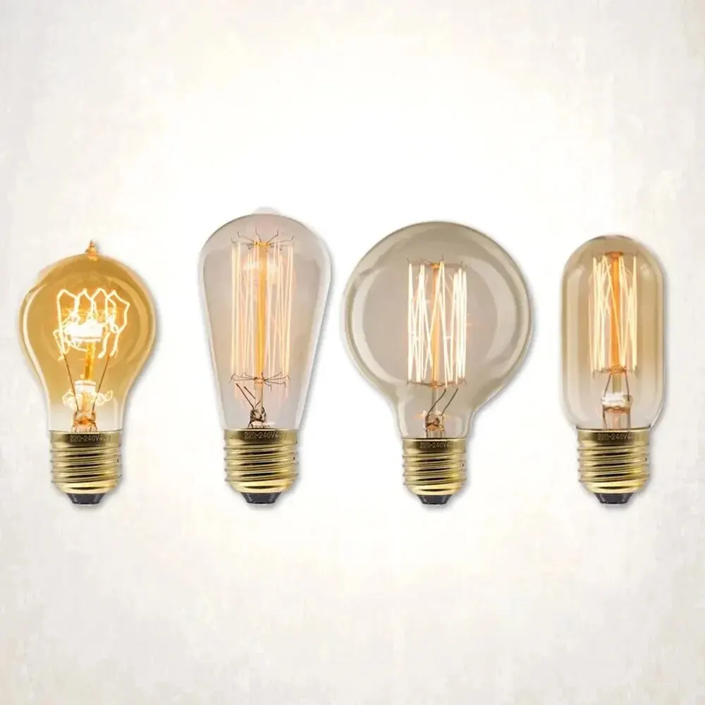 Edison Light Bulb 220V E27 ST64 G80 T45 Incandescent Spiral Lamp For Home Decor 360&deg; Illumination Vintage