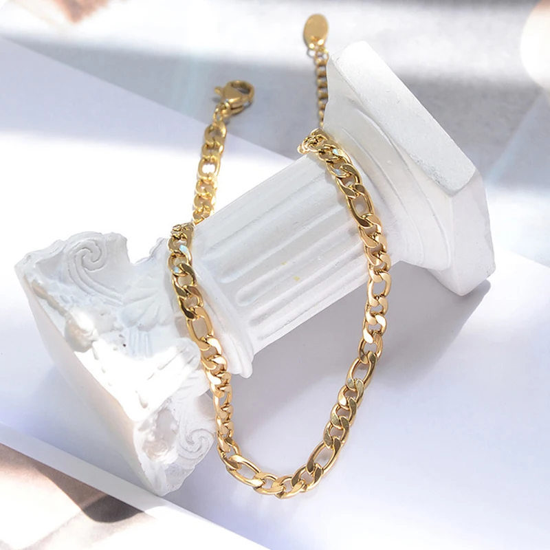 European and American ins style figaro chain titanium steel plated 18K gold anklet women's summer popular chain footwear