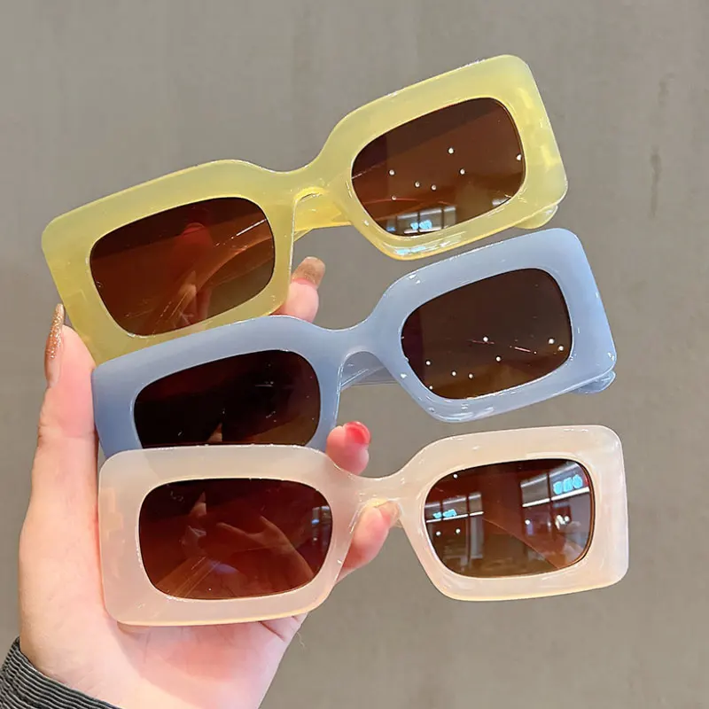 

Women's Rectangle Sunglasses Vintage Brand Designer Square Sun Glasses For Women Popular Candy Color Frame Eyeglasses