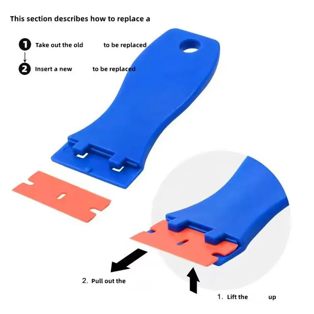 Plastic Razor Scraper Car Window Glass Label Sticker Glue Decal Cleaning Removal Tape Remover + 10pcs Double Edged Blades razor blade scraper car sticker remover window scraper tool window scraper razor blade scrapers glue removal scraper