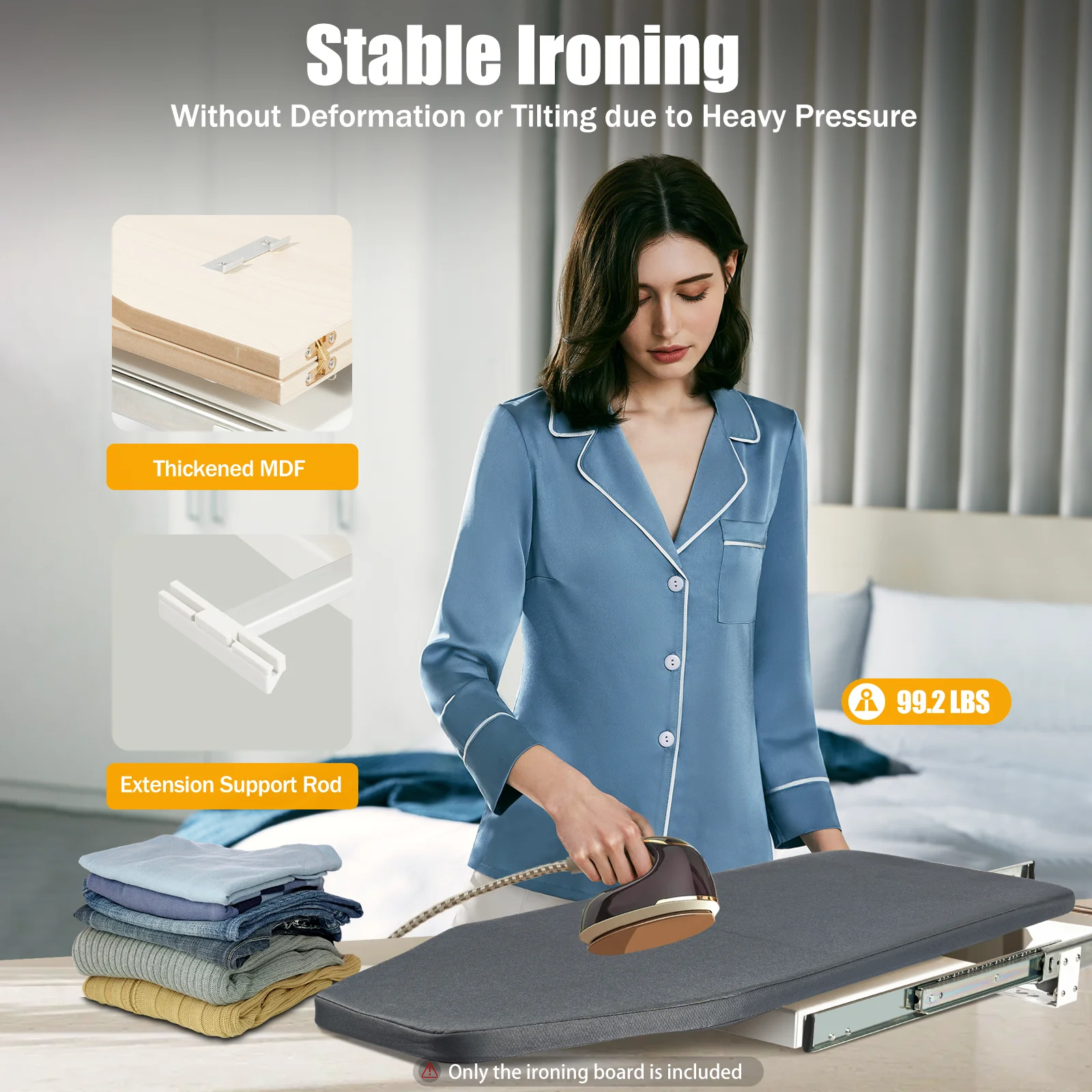 Foldable Ironing Board Cabinet Mount Push-Pull Sturdy Metal Frame ironing board
