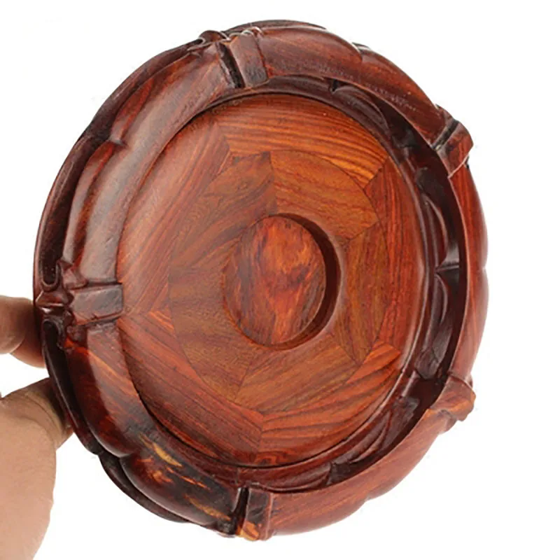 Red Sandalwood Rotatable Disc, Circular Base, Jade Vase, Bonsai Buddha Statue, Guanyin Ornament, Lotus Wood Holder, Handicraft