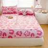 Pink Leopard Print Fitted Sheet Cheetah Bedding 3pcs for Kids Teens Girls Adults Room Decor,Wild Animal Skin Texture Bed Cover 2