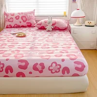 Pink Leopard Print Fitted Sheet Cheetah Bedding 3pcs for Kids Teens Girls Adults Room Decor,Wild Animal Skin Texture Bed Cover 2