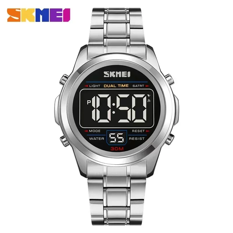 

SKMEI Mens Waterproof Digital Wristwatch Alarm Date Week Clock Top Brand Luxury Stainless Steel Chrono Electronic Sports Watches