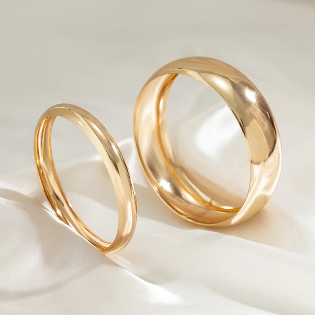 IngeSight.Z 2Pcs Exaggerated Smooth Metal Big Wide Bracelet