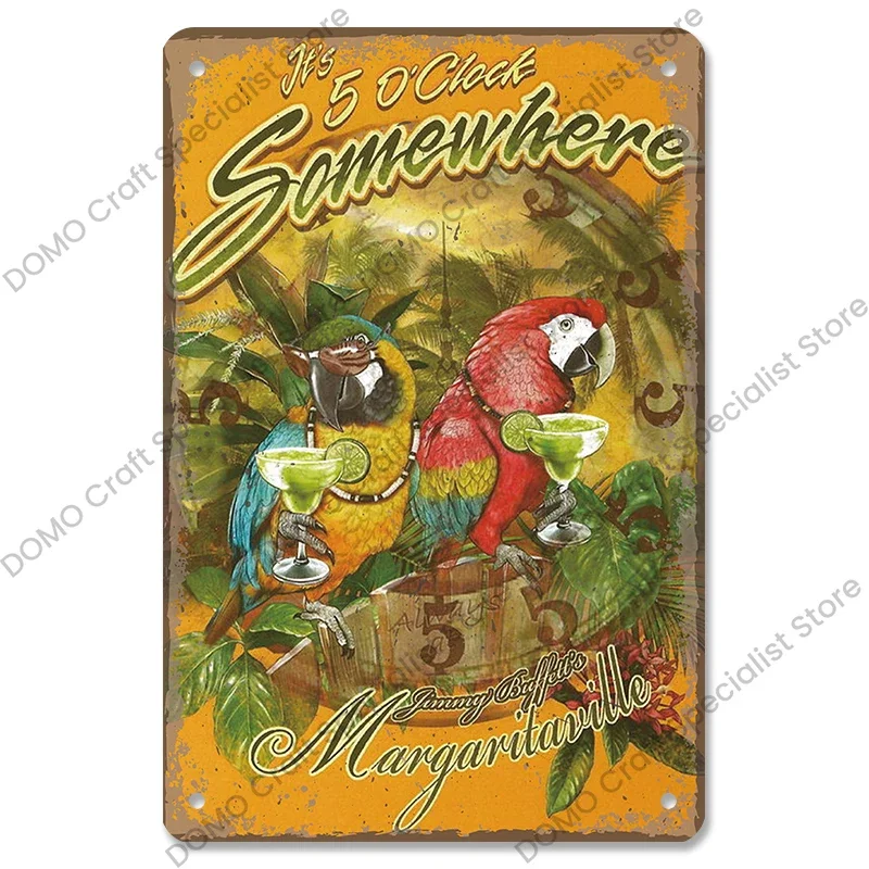 Cartel de playa de Margaritaville, placa de metal vintage, cabaña de surf, cóctel de playa Pelican, letrero de metal retro, decoración de pared, bar de playa, fiesta