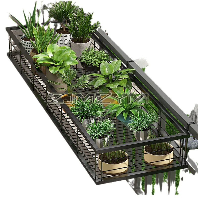 Flower Pot Organizer Storage Basket Rack Hanging Rack Closet Holders Balcony Rail Planter Shelf Fence Railing Flower Pots Holder