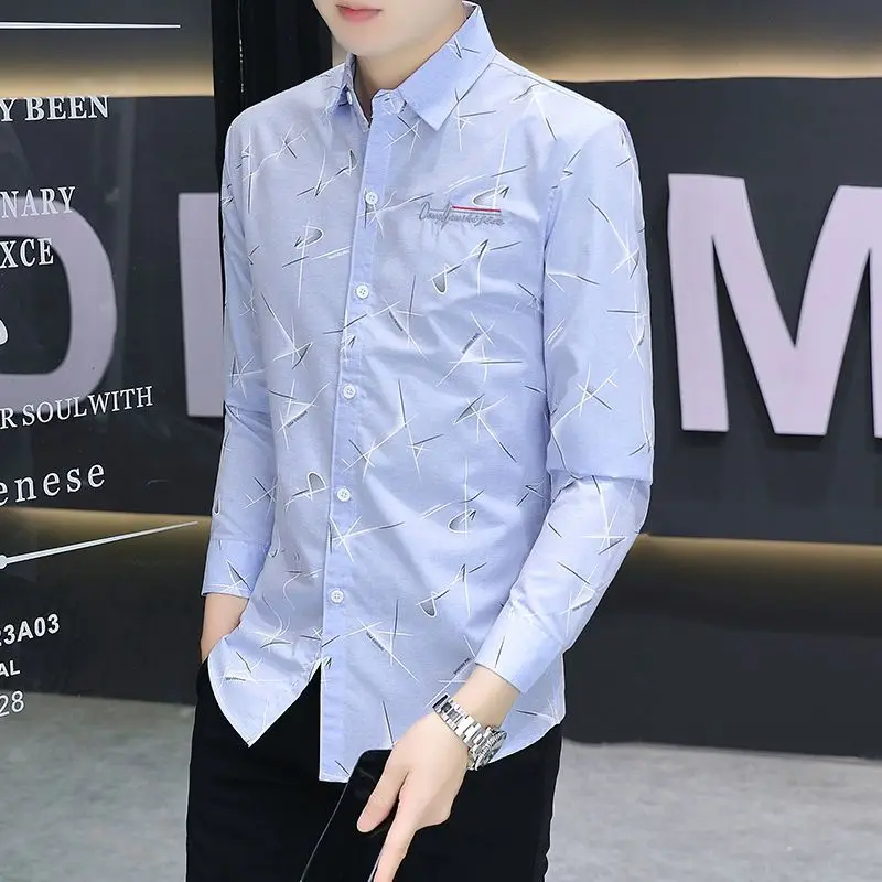 thumbnail image 1 of Ropa formal de negocios de manga larga para oficina, camisa y blusa para hombre, vestido de verano con botones, moda 2024, blusa informal de diseñador para hombre, 1 of 5