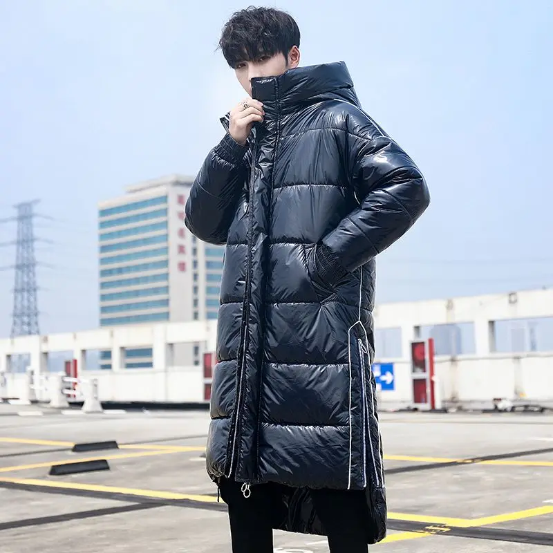 Winter Jackets for Men Men's Down Jacket Bright Face Parkas Warm. Puffer Jacket  Goose Jacket Hooded Loose Long Coat