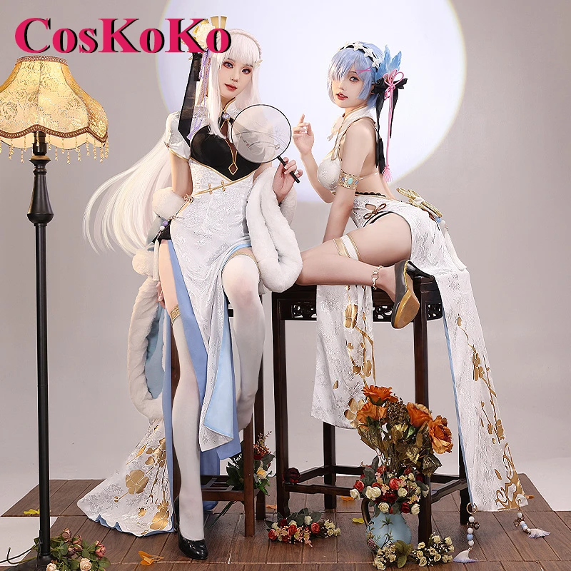 

CosKoKo Emilia/Rem Косплей Аниме Re:Life In A Different World From Zero костюм сладкий великолепный Чонсам женский