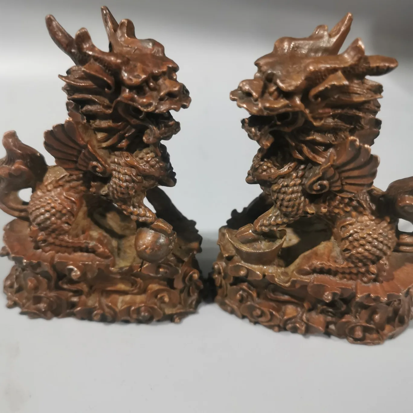 

2 упаковки, антикварная Статуя Дракона, ретро Статуя единорога, скульптура животного, декоративные фигурки фэн-шуй, аксессуары для украшения стола дома