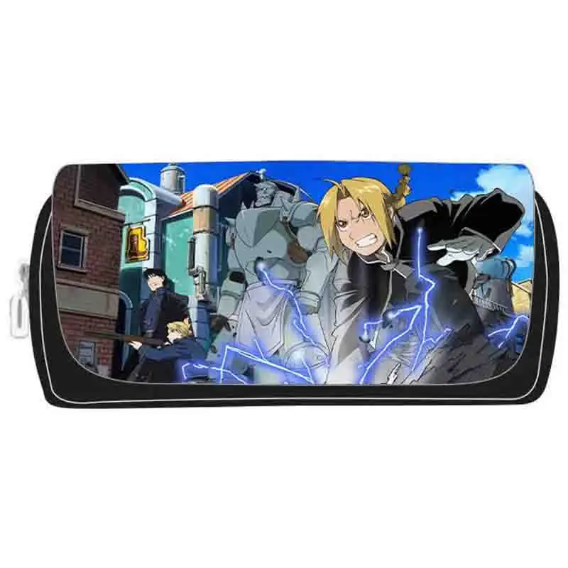 대용량 풀 메탈 연금술사, 애니메이션 연필 케이스 가방, 2 레이어, 블랙, 20 ..