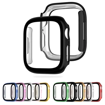 애플 워치 케이스용 유리 및 커버, PC 스크린 보호대 도금 보호 케이스, 아이워치 시리즈 9 8 7 6 5 4 SE, 45mm, 40mm, 41mm, 44mm