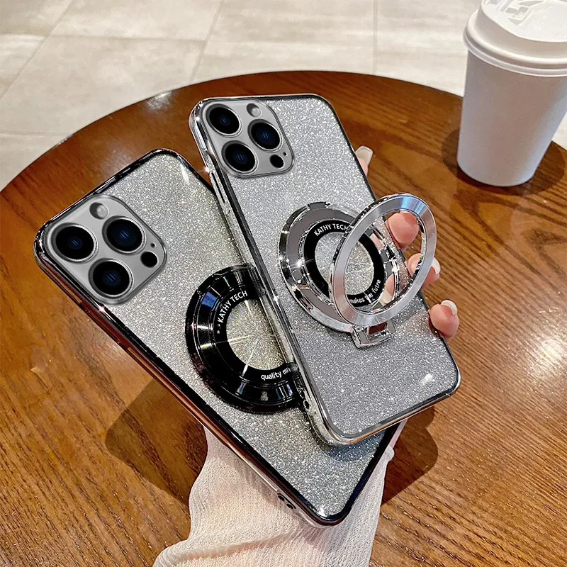 Per Iphone 13 Promax Custodia Galvanica Soft Glitter Tpu Cover Posteriore Del Telefono Cover Di Lusso Iphone 13 Promax Staffa Per Custodia Magnetica