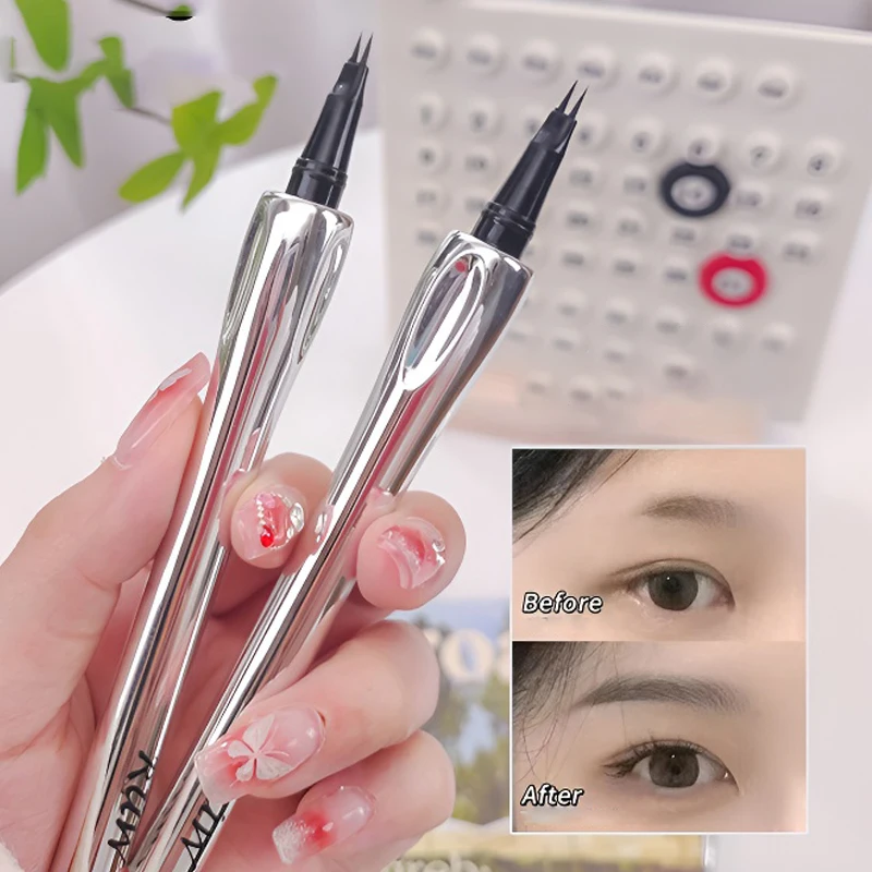 Liquid Eyebrow Pencil Waterproof 2 Point Microblade Brow Pen_voghion.com