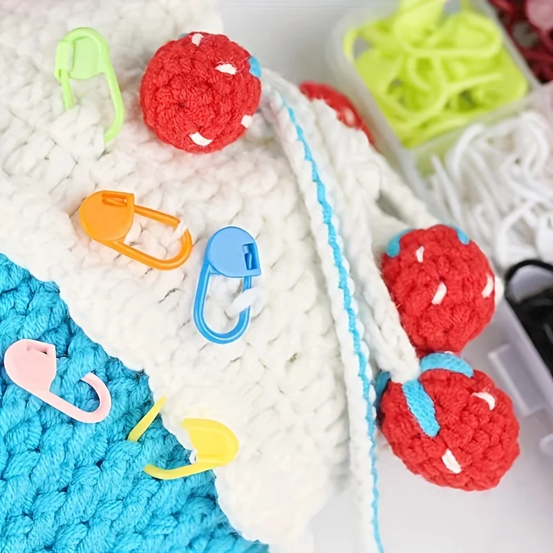 Clip Segnapunti Per Maglia – 100 Pezzi In 10 Colori Con Custodia Portaoggetti – Marcapunti Per Uncinetto E Fai Da Te - 2
