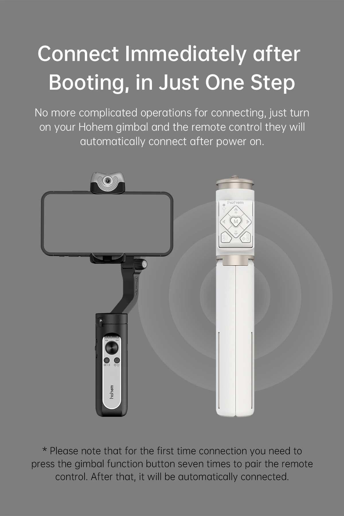 Description Picture 5 of itemHohem  3-in-1 Kit Phone Selfie Stick Extendable Retractable Stable Compact Design Tripod Remote Control for iSteady V2/X2