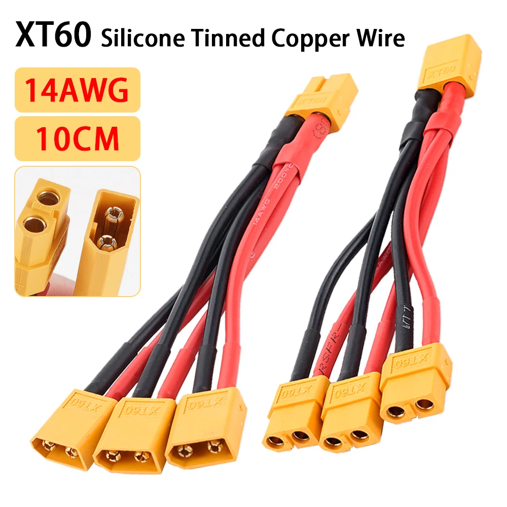 XT60 Male/Female Cable Parallel Battery Connector 1 to 3 Silicone Wire Extension Y Splitter for Battery Charger Motor 14AWG battery terminal connectors,battery connector cable,plug connectors,battery connectors,electrical connectors
