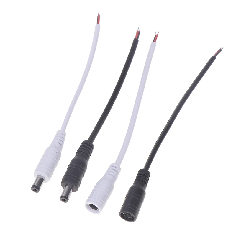 10pcs DC Power Pigtails Cable 22AWG Female Male 5.5mm X 2.1mm Connector For 12V Power Supply Adapte CCTV Camera DVR LED Strip