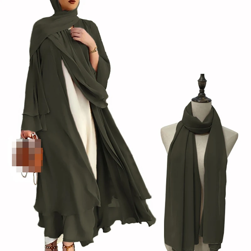 Ramadan Hijab Dress for Women Islam Femme Modest Dresses Eid Muslim Suit Open Dubai Abaya Kimono Turkey Kaftan Robe 2