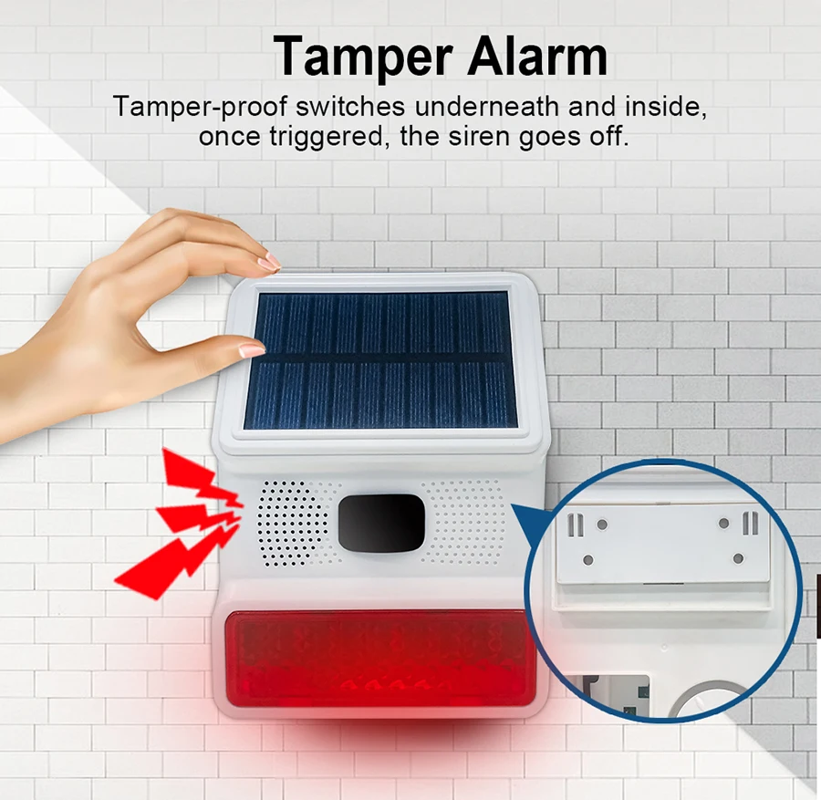 433mhz Strobe Solar Siren Outdoor Wireless Burglar Home Alarm System Kit Securit
