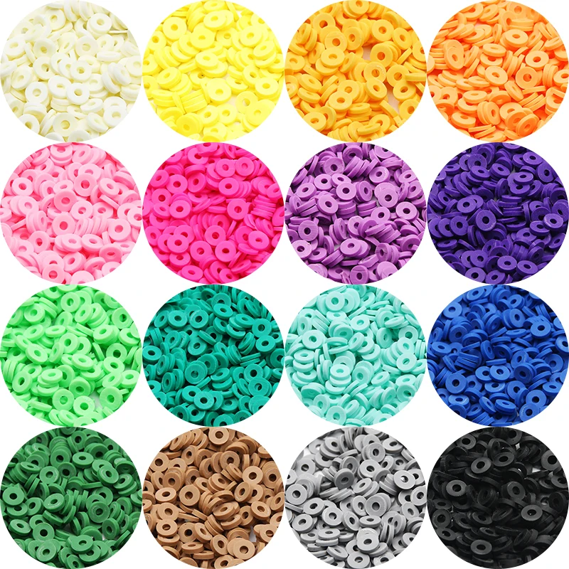 

6mm/200pcs Color Loose Beads Flat Round Polymer Clay Beads Chip Disk For DIY Jewelry Making Crafts Necklace Bracelet Accessories
