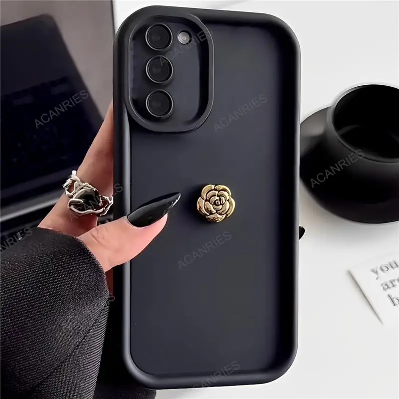 Per Samsung Galaxy S23 Fe S22 Ultra 5G S21 Plus S20Fe Custodia In Silicone Camelia 3D Con Bordo In Primo Piano S21Fe S22Ultra Cover S 23 22 21