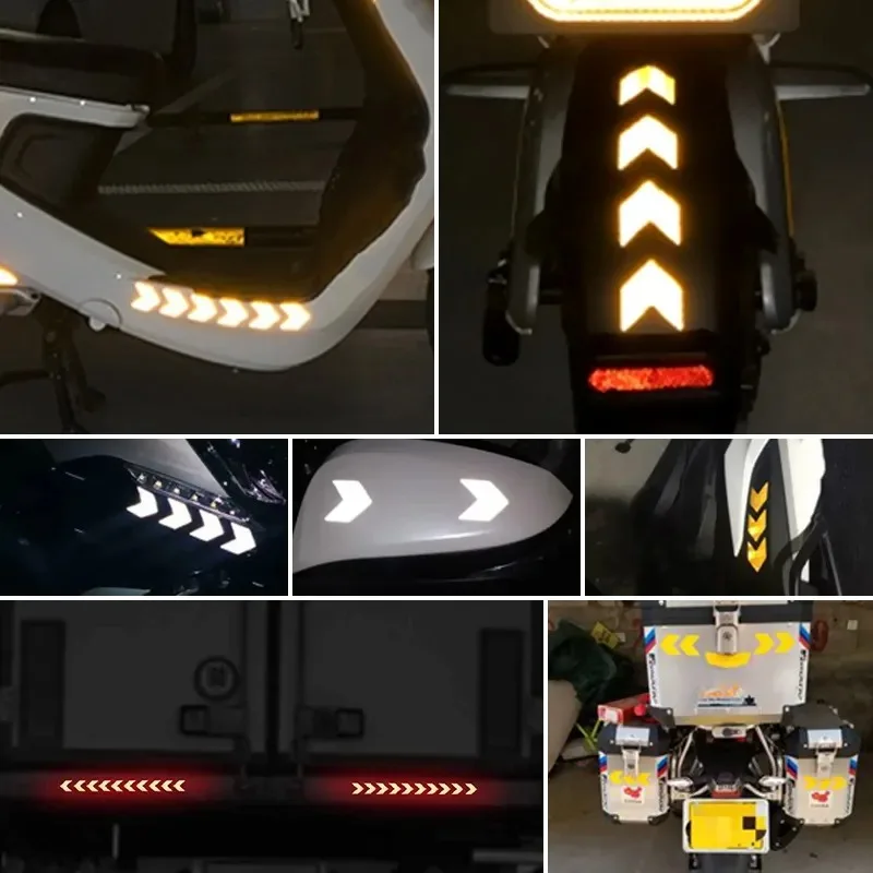 Reflective Tape Bands Reflective Stickers Reflective Tape 80-10PCS Safety Reflective Stickers Strip Luminous Warning Reflector Bumper Tape for Night Helmet Car Waterproof High Visibility