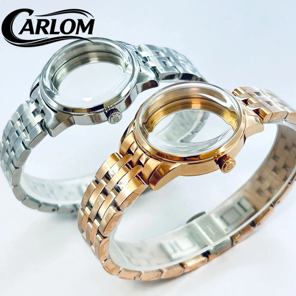 Elegant Cocktail Arch Watch Case - Silver Rose Gold Polishing - 33mm
