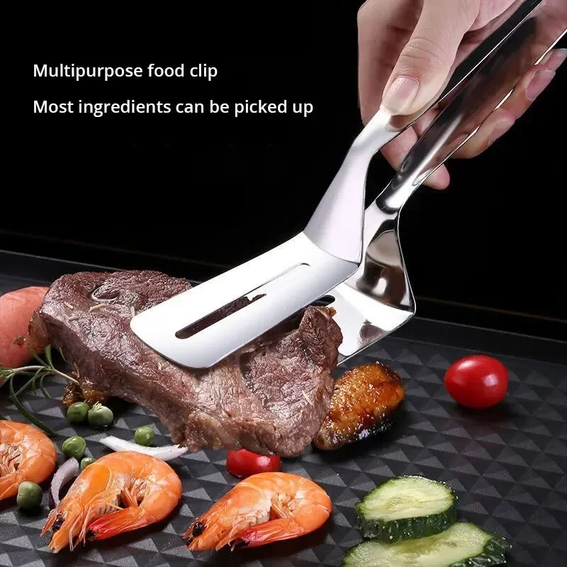 Stainless Steel Steak Clip Pancake Fried Fish Roast Meat Clip Barbecue Pliers Bread Household Kitchen Tools 1pc