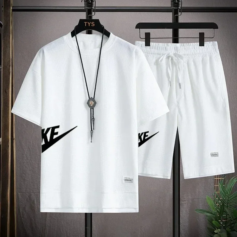 Sports Set Sports Suit Tracksuit Set Outdoor Suit Set Hawaiian Shirt And Shorts Set Shirt And Shorts Set Shirt Set Men's Summer Short-sleeved T-shirt + Five-point Shorts Two-piece Set