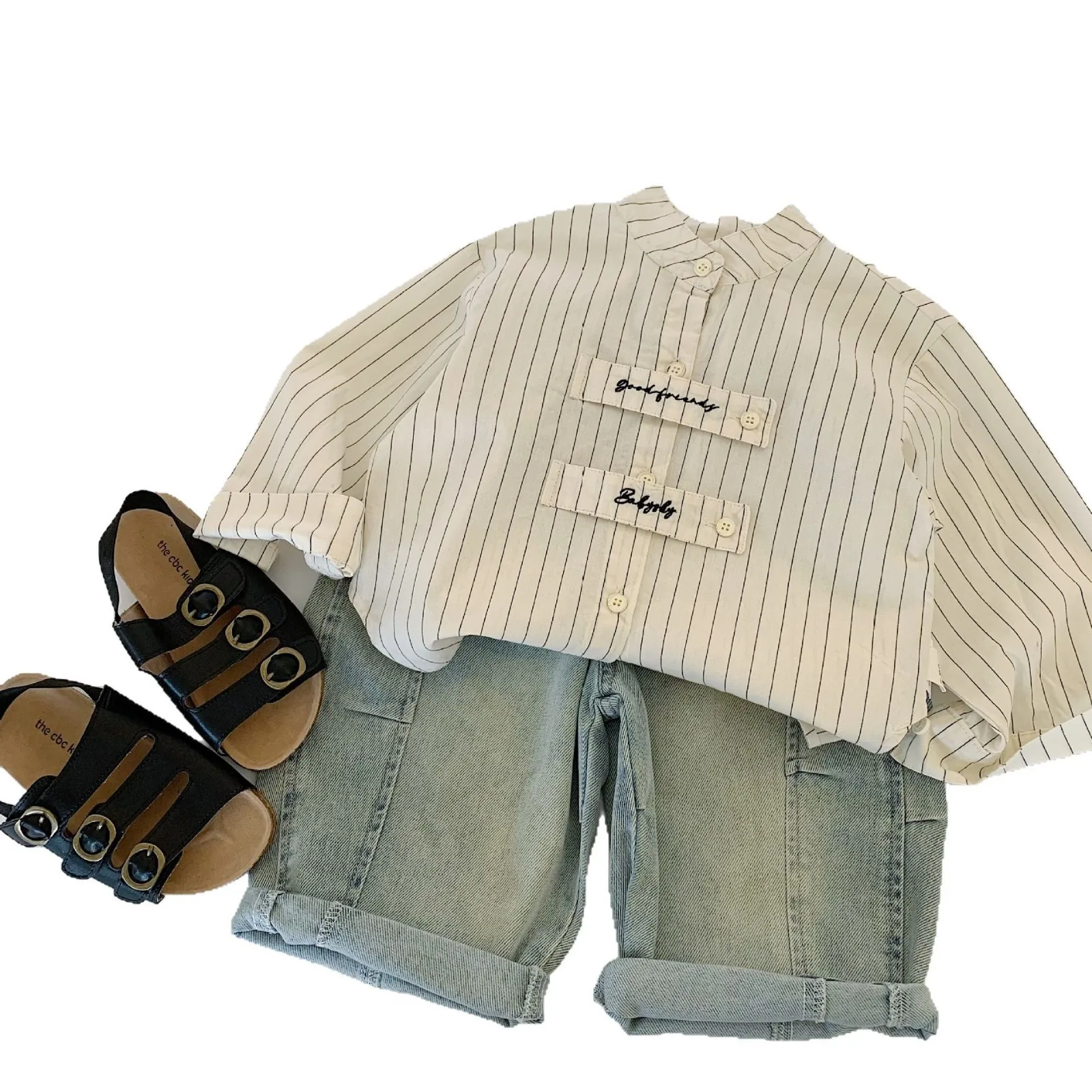 Children Clothes Kids Long Sleeve Shirt Spring Boys Casual Embroidered Striped Shirt Korean Style All Match Kids Top Trend