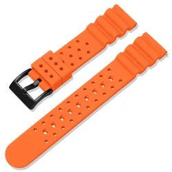High Tensile Silicone Waterproof Sport Watch Band - Breathable Rubber Strap with Quick Release - 22mm (Orange black)