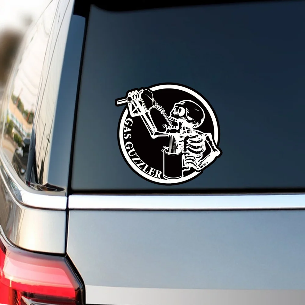 

Skull 5*4.79inch Gas Guzzler Sticker - Funny And Cool Skeleton - Car Window Truck Tank Decal Vinyl Bumper Sticker